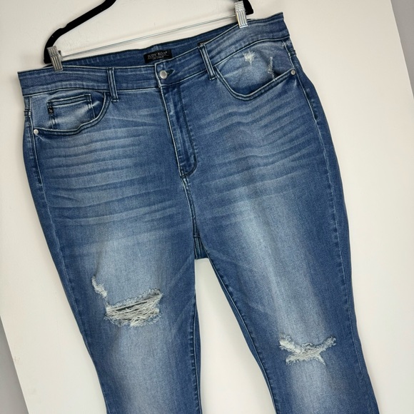 Judy Blue Skinny Jeans Sz 22W Distressed Raw Hem Stretch - Picture 3 of 13